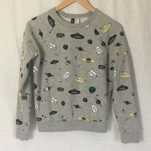 H&M Divided Space Graphic Grey Crewneck Sweater